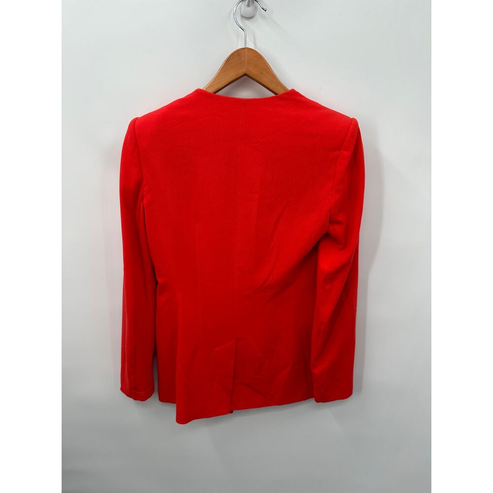BCBGMAXAZRIA Andres Coral Red Collarless Plunge Blazer // XS - Picture 9 of 11